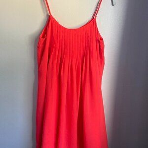 Victoria Secret small orange/coral flowy pleated slip dress